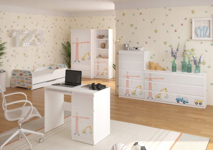 Kinderbett 140 x 70 cm mit LKW-Motiv