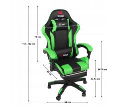 Xgaming igralni stol z naslonom za noge - črno-zelen