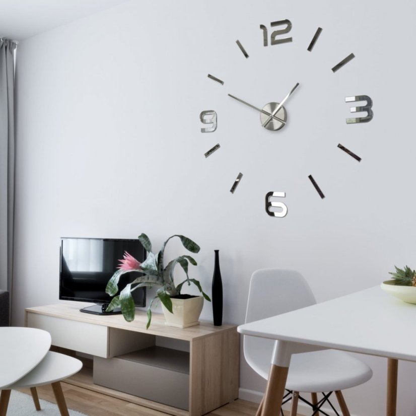 Design-Spiegel-Wanduhr zum Aufkleben, 80 cm