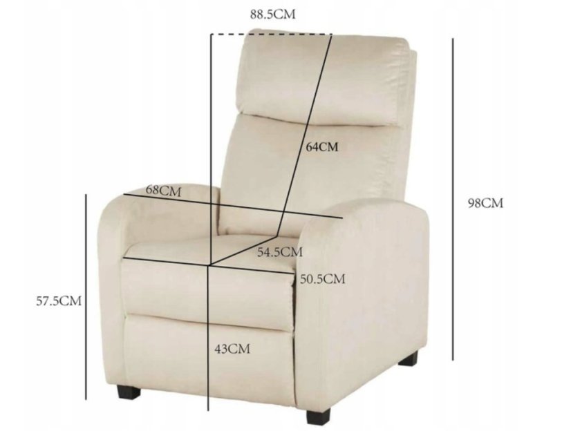 Bež žametni naslanjajoči fotelj