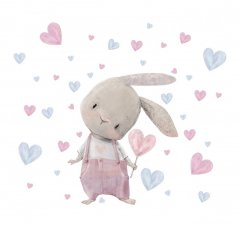 Zidna naljepnica slatki zeko sa srcima 83 x 70 cm