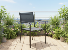 Eleganter Gartenstuhl aus Metall - schwarz