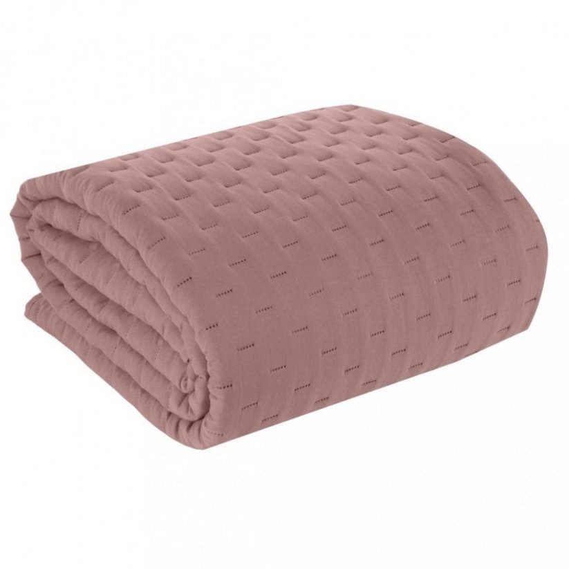 Jednofarebný prehoz na posteľ v matnej ružovej farbe
