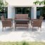 Elegante set di divani da giardino in rattan con tavolo