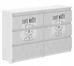 Cassettiera per bambini con orsetto, 77 x 30 x 140 cm