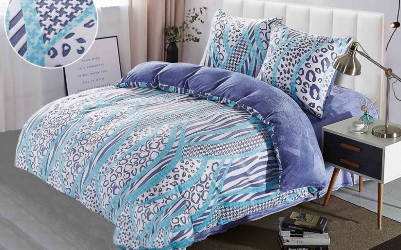 Modro fialové teplé posteľné návliečky s motívom vlniek