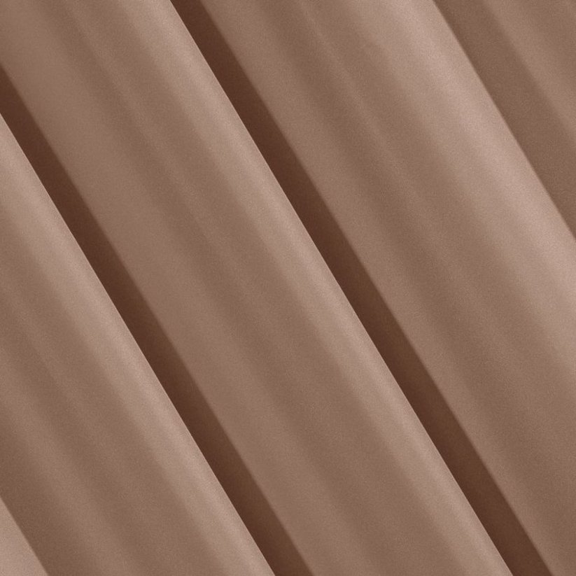 Enobarvna rjava zavesa z modnim obešanjem na krogih 140 x 250 cm