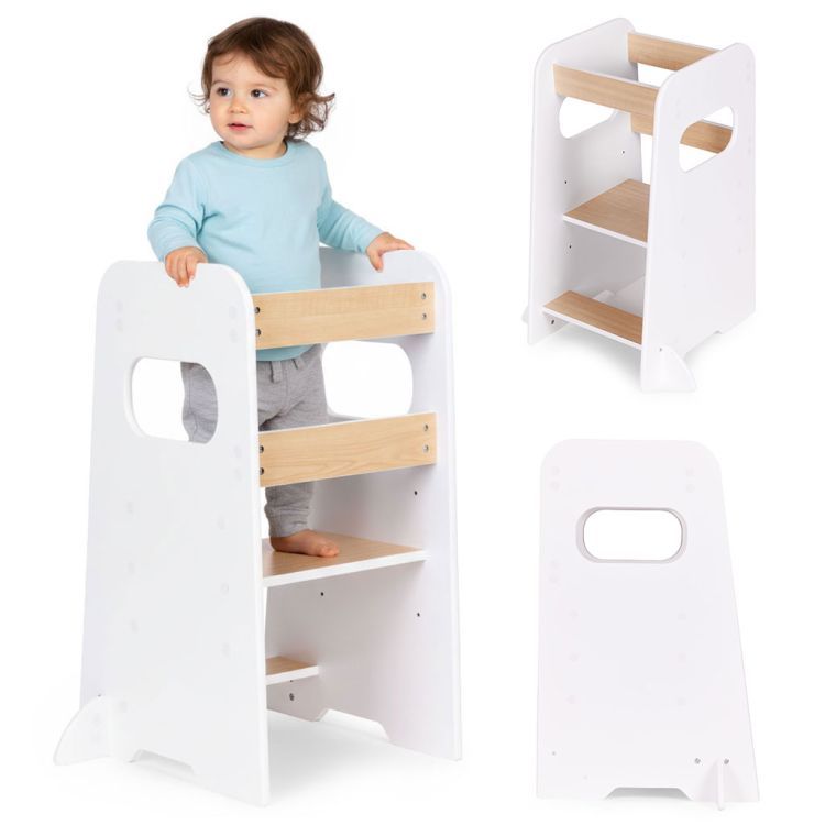Torre didattica per bambini - aiutante in cucina con regolazione in altezza a 3 livelli