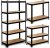 Scaffale metallico stabile nero con 5 ripiani 205 x 120 x 45 cm