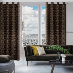 Perdea elegantă cu motive vegetale aurii pe cercuri 140 x 250 cm