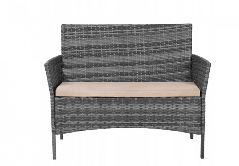 Rattan-Sofa-Garnitur für den Garten in Grau