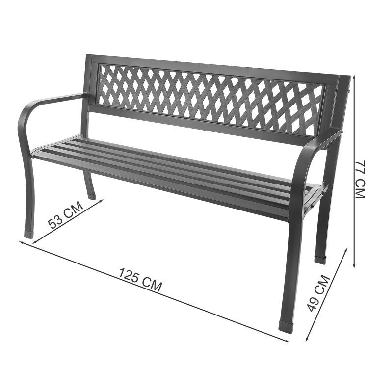 Hliníková záhradná lavička 125 x 53 x 77 cm