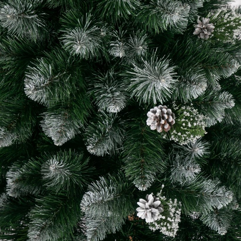 Коледна елха с борови шишарки и кристали 220 см