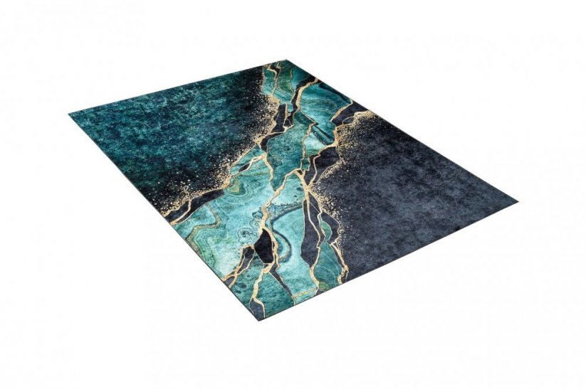 TOSCANA Modern fekete és zöld szőnyeg absztrakt mintával