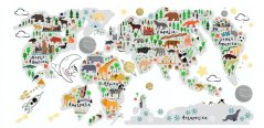 Цветен детски стикер за стена Карта на света 120 х 240 см