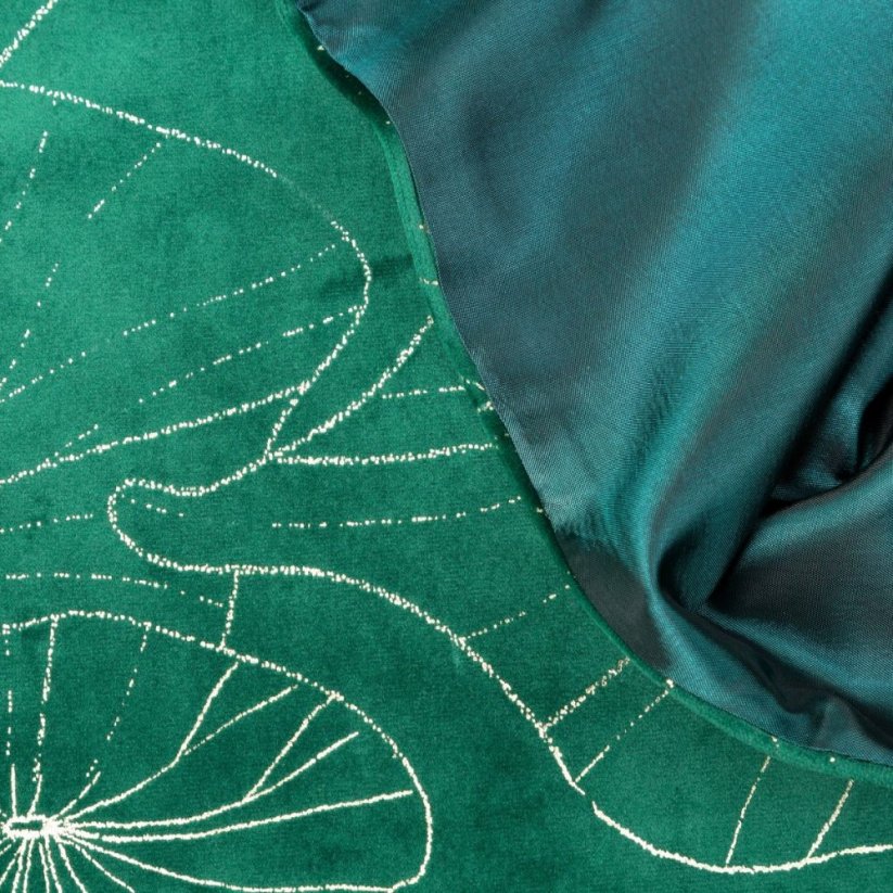 Žametni osrednji namizni prt v zeleni barvi s cvetličnim potiskom