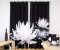 Красива черна 3D завеса за дневна с бели водни лилии