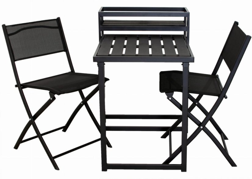 Zostava skladacieho balkónového nábytku v čiernej farbe 