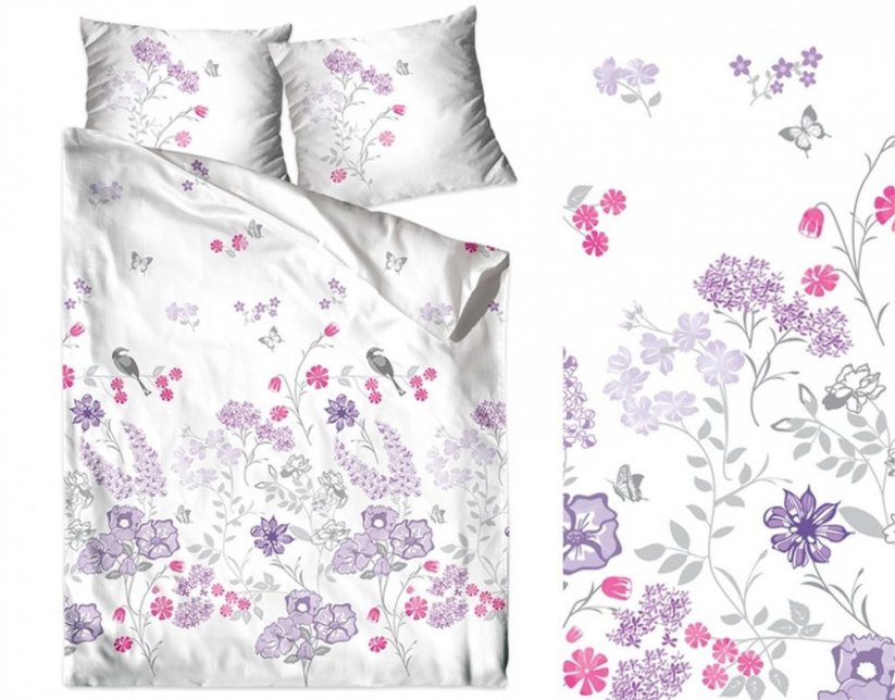 Biele posteľné obliečky s kvetinovým motívom - Rozmer: 3 časti: 1ks 200x220 + 2ks 70 cmx80