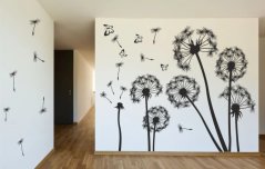 Wandaufkleber für Innenräume mit Motiv von Pusteblumen und Schmetterlingen