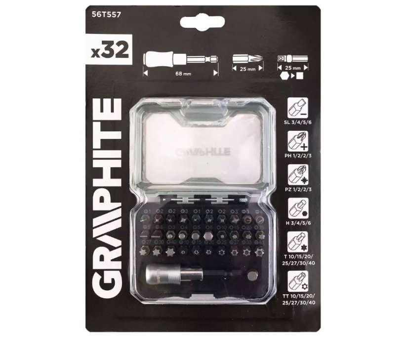 Комплект битове GRAPHITE 32 бр. - универсалният комплект за майстори
