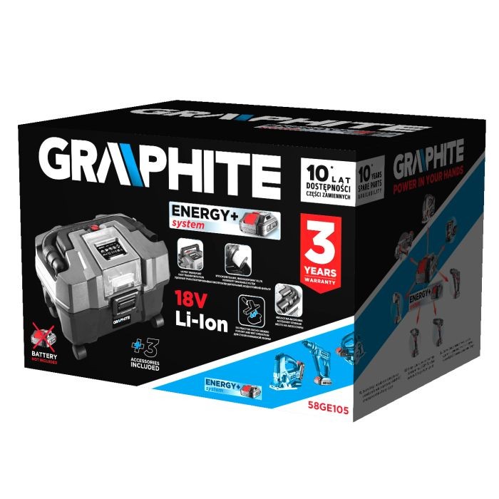 Aspirator de atelier Energy + 18V, 58GE105 GRAPHITE