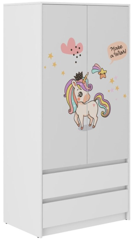 Gyerek ruhásszekrény szivárványos egyszarvú motívummal 180x55x90 cm