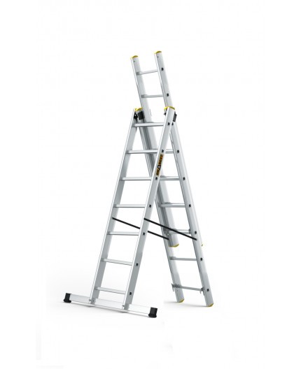 Viacúčelový hliníkový rebrík, 3 x 7 priečok a nosnosť 150 kg