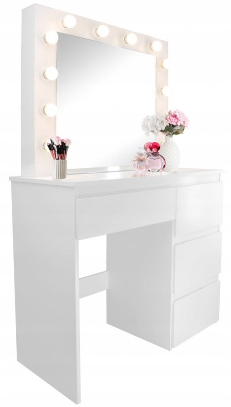 Toaletný stolík so svetielkami a šuflíkmi