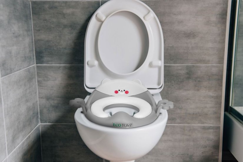 Detské sedadlo na WC s poduškou - sivé
