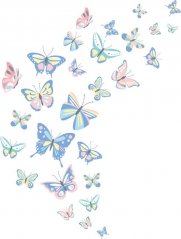 Nálepka na stenu s motýľmi v krásnych pastelových farbách 114 x 150 cm