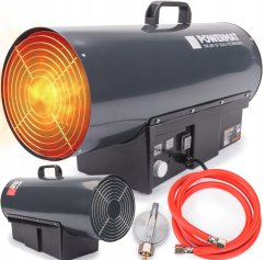 65 kW-os gázfűtő készülék gáznyomás-szabályozóval és tömlővel