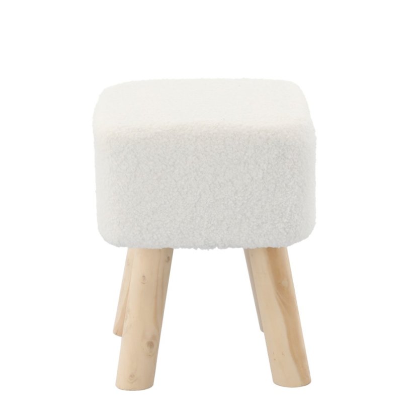 Sgabello bianco con gambe in legno 26 x 26 x 34 cm