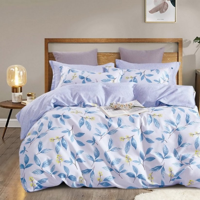 Lenjerie de pat reversibilă lila, cu model floral