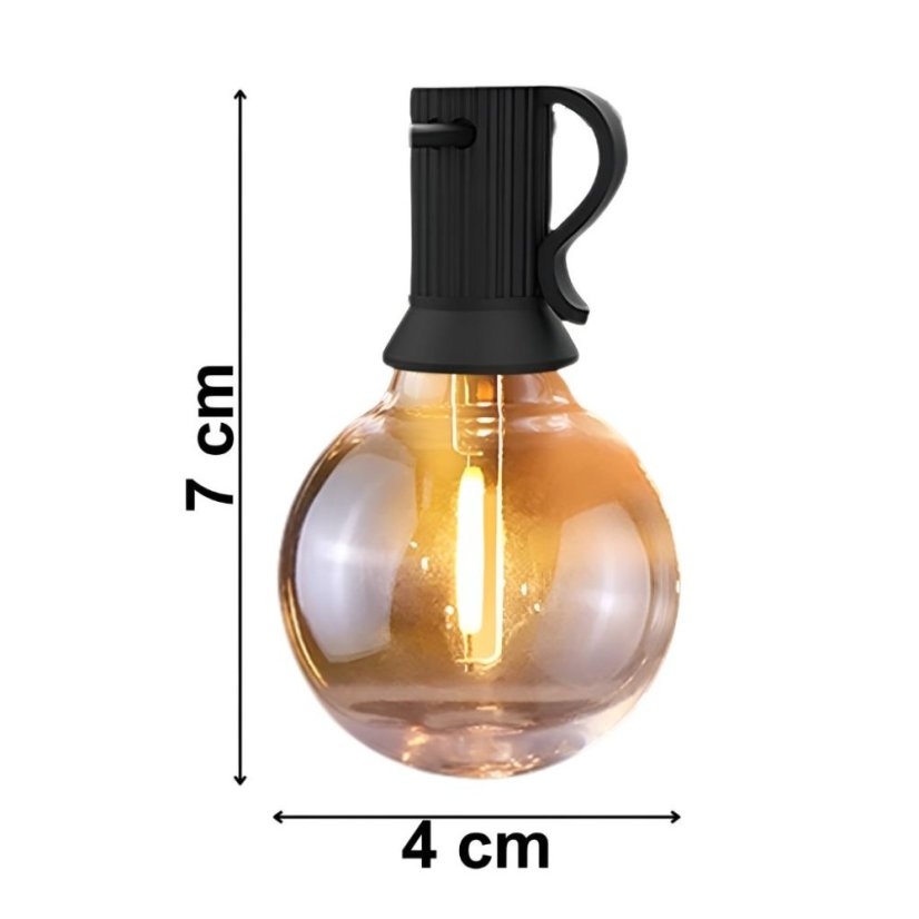 Vrvica vrtnih LED luči 15 m - 20 okrasnih žarnic G40, topla bela svetloba, IP44