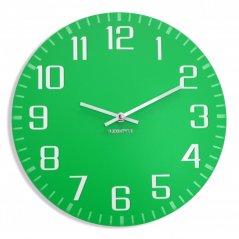 Зелен стенен часовник с безшумен ход