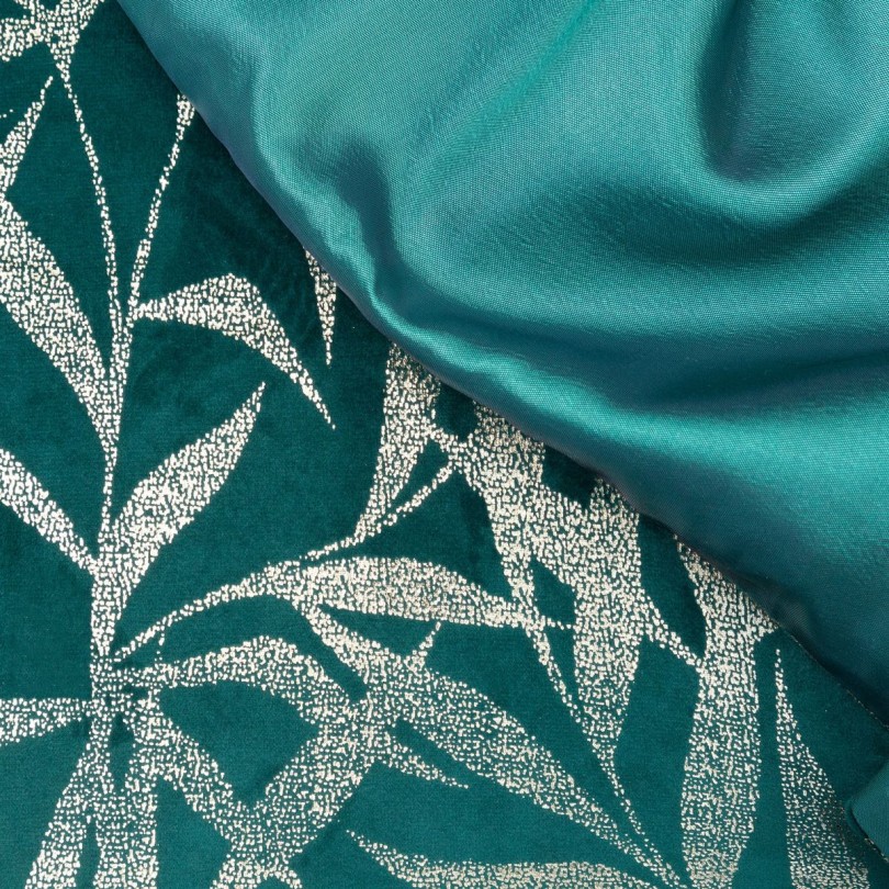 Zamatový stredový obrus s potlačou tyrkysovej farby