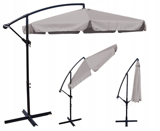 Veľký záhradný slnečník so stojanom šedej farby