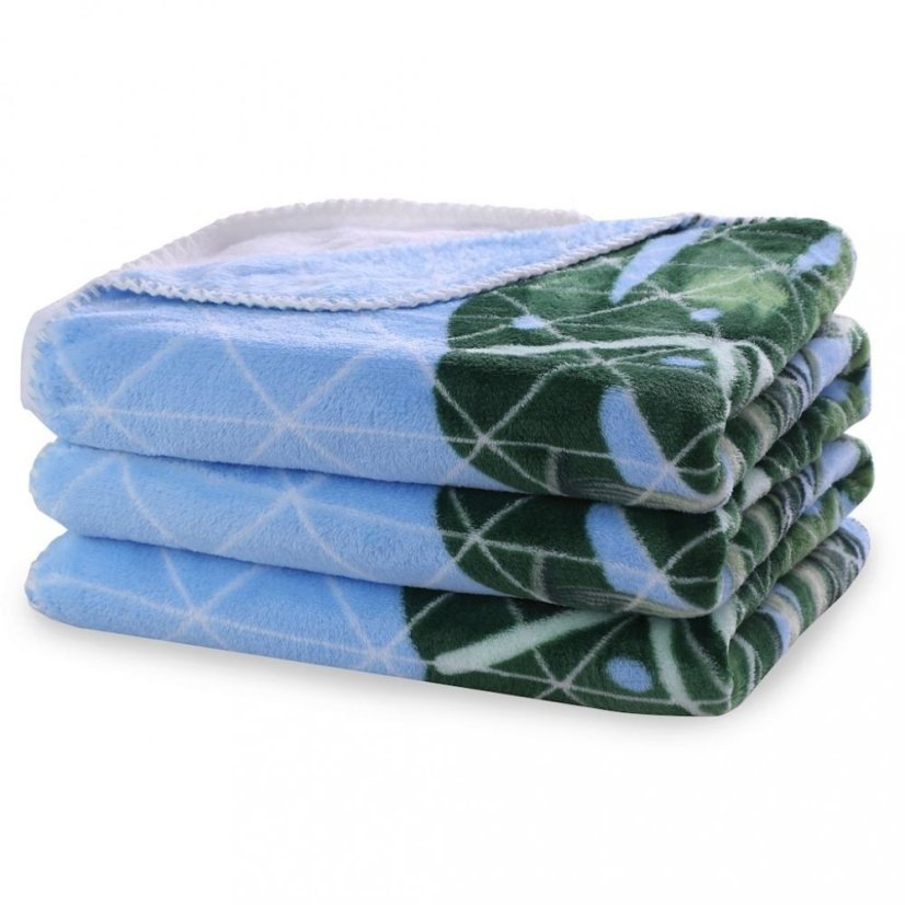 Biela deka s motívom zelených listov