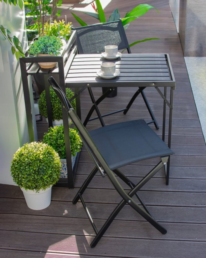 Set de mobilier de terasă pliabil în negru 