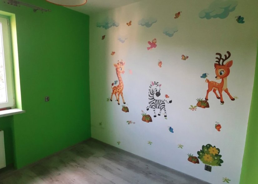 Rozprávková detská nálepka na stenu - safari so zvieratkami