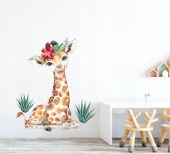 Okrasna stenska nalepka - ljubka žirafa 100 x 70 cm