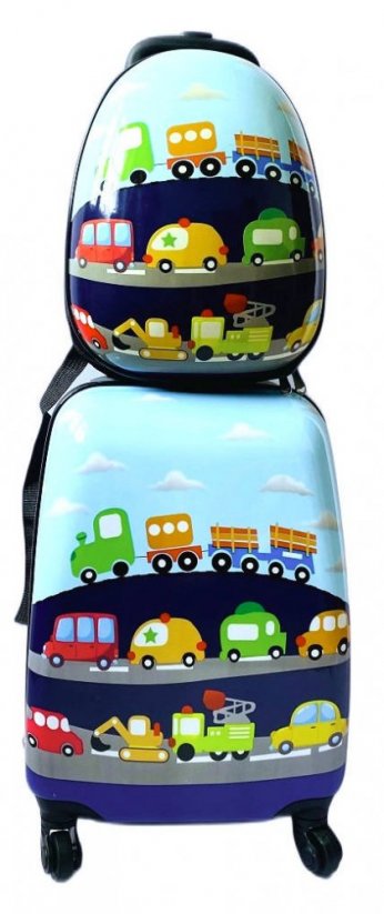 Detský cestovný kufor s autami 31 l + batoh