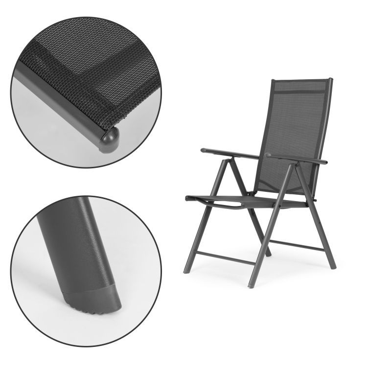 Set aus 2 klappbaren Gartenstühlen mit verstellbarer Rückenlehne - grau