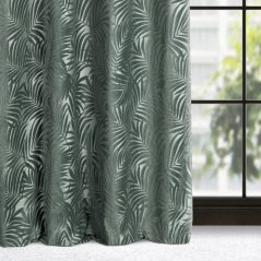 Dizajnový záves tmavozelenej farby s prírodným motívom na kruhy 140 x 250 cm 