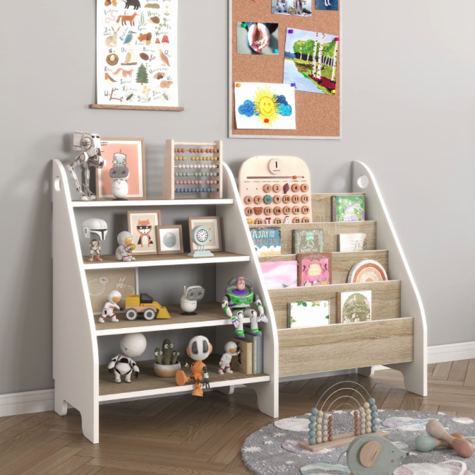 Praktikus Montessori 2in1 polc gyerekeknek - sonoma + fehér