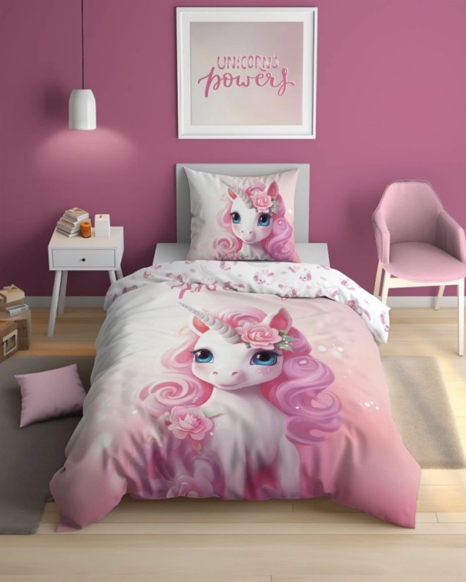 Bombažna posteljnina za dojenčke - Unicorn (sveti v temi)