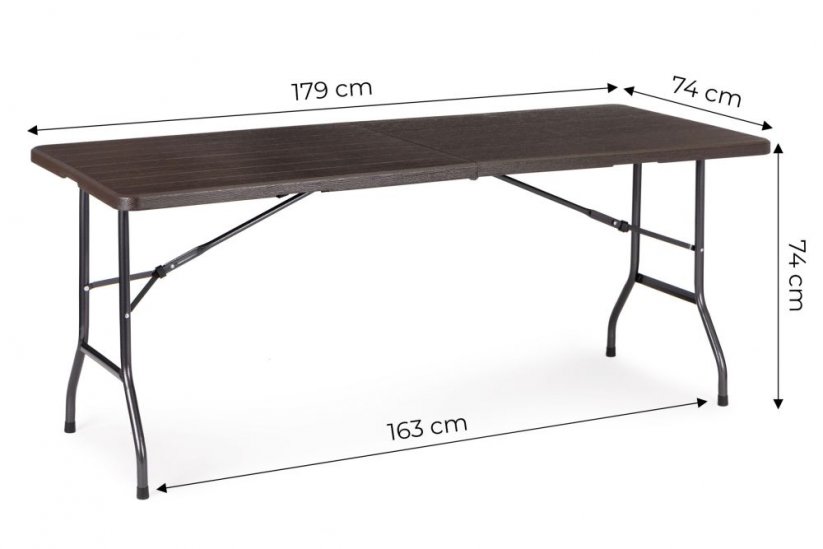 Catering összecsukható asztal 180 cm - sötétbarna