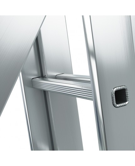 Večnamenska aluminijasta lestev, 3 x 14 stopnic in nosilnost 150 kg