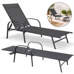 Polohovateľné záhradné lehátko tmavosivé